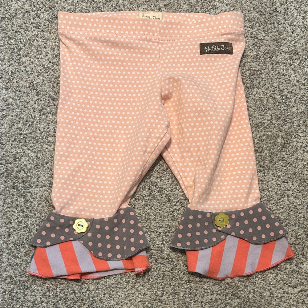 Matilda Jane Pink and Gray Ruffle capri